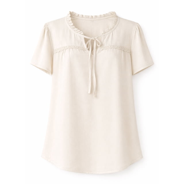 Blusa George para Mujer, Manga Corta Blanco Talla Eeg