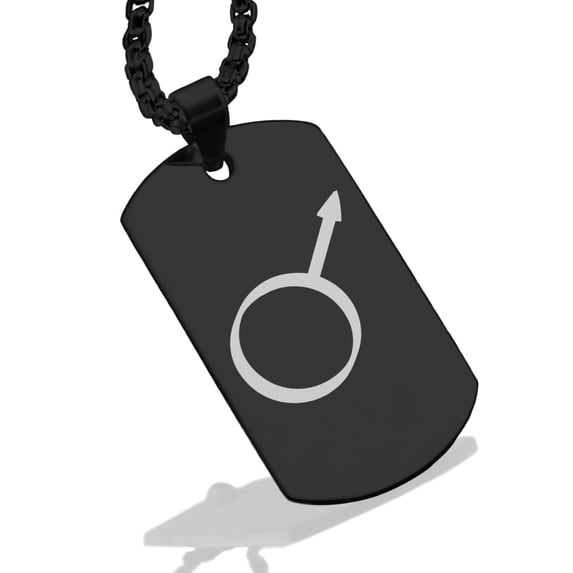 Stainless Steel Iron Alchemy Symbol Dog Tag Pendant Necklace
