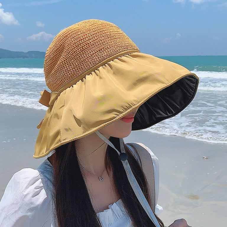 Pgeraug Baseball Caps Sun Upf 50+ Uv Protection Black Coating Straw Outdoor  Hats for Women Yellow 