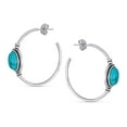 thumbnail image 3 of Bling Jewelry Womens Western Oval Blue Turquoise CZ Hoop Earrings Silver 1.25Inch, 3 of 6