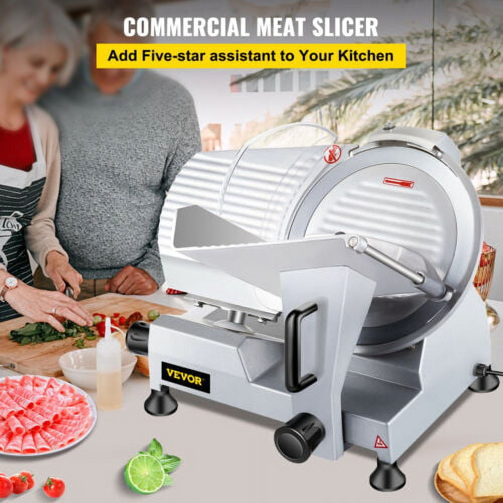 VEVOR Commercial Meat Slicer,10 inch Electric Food Slicer 240W Frozen Meat Deli Slicer Semi-Auto Meat Slicer for Commercial and Home Use