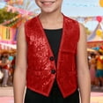 thumbnail image 2 of Kids Sequins Vest Sleeveless V Neckline RedVest Shiny Dance Vest Hip Hop Jazz Dance Party Dance Performance 7-8 Years, 2 of 5