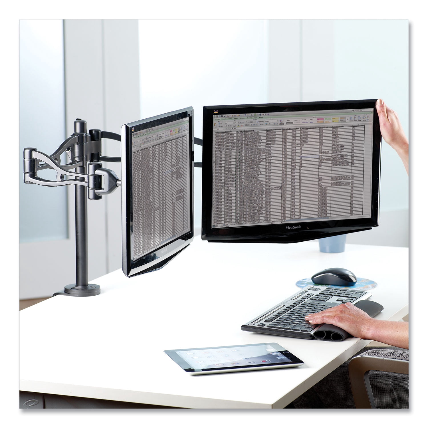 Fellowes Professional Series Depth Adjustable Dual Monitor Arm, Black