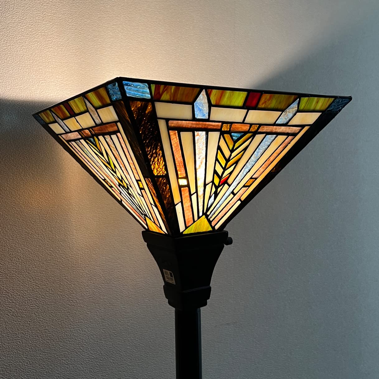 Tiffany Torchiere Floor Lamp,Stained Glass Lamp Shade