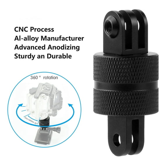 SUSUchens Vertical Stand Extension Arm Aluminum 360-Degree Rotation Camera Mount Vertical Metal Swivel Tripod Adapter for Gopro Hero12/11 Black