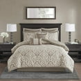 thumbnail image 3 of Madison Park Queen Size 8-Piece Comforter Set, Jacquard Bed in a Bag Set, Bedding Set with Sheets and Decor Pillows, Tan/Ivory, 3 of 6