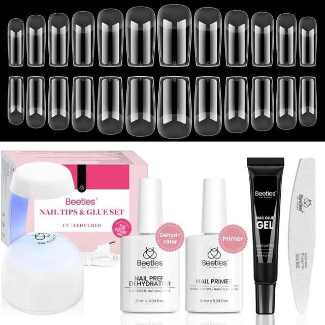 Kit de uñas en gel Beetles Medium Square con deshidratador e imprimador