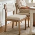 thumbnail image 4 of Guyou Solid Wood Dining Chair Set of 2, Mid Century Modern Upholstered Kitchen Chairs with Open-Back, Farmhouse Linen Dining Side Chairs For Kitchen Dining Room Living Room, Beige, 4 of 11