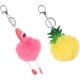 thumbnail image 2 of 2 llaveros esponjosos de peluche con forma de flamenco y piña, llavero colgante decorativo., 2 of 5