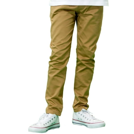Leo&Lily Boys' Regular Fine Fit Elastic Waist Twill Casual Chino Pants