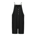 thumbnail image 7 of Hurxie Women's Summer Casual Rompers Wide Leg Short Overalls Button Adjustable Strap Jumpsuit with Pockets Black,2XL, 7 of 7