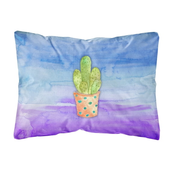 Carolines Treasures BB7363PW1216 Cactus Blue and Purple Watercolor Canvas Fabric Decorative Pillow  12H x16W multicolor