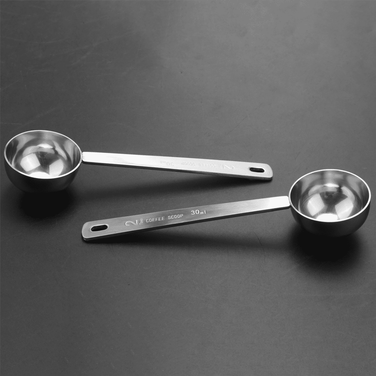 2 pièces ensemble de cuillères à café, tasses à mesurer en acier inoxydable cuillères à café à long manche pour café, thé, lait, 1/8 tasse 30ML