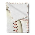 thumbnail image 2 of Baseball Soft Flannel Fleece Blanket, Pattern of Baseball Balls Background Home Run Rules of the Game Success Score Print, Cozy Plush for Indoor and Outdoor Use, 60" x 80", Cream Red, by Ambesonne, 2 of 5