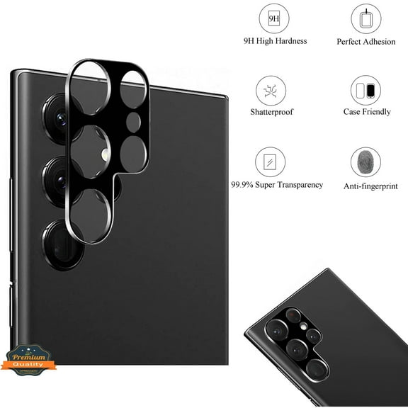 Xpression Camera Lens Protector for Samsung Galaxy S23 Ultra Tempered Glass Camera Lens Cover Back Screen Protector [Case Friendly] [Scratch-Resistant] [ Black ]