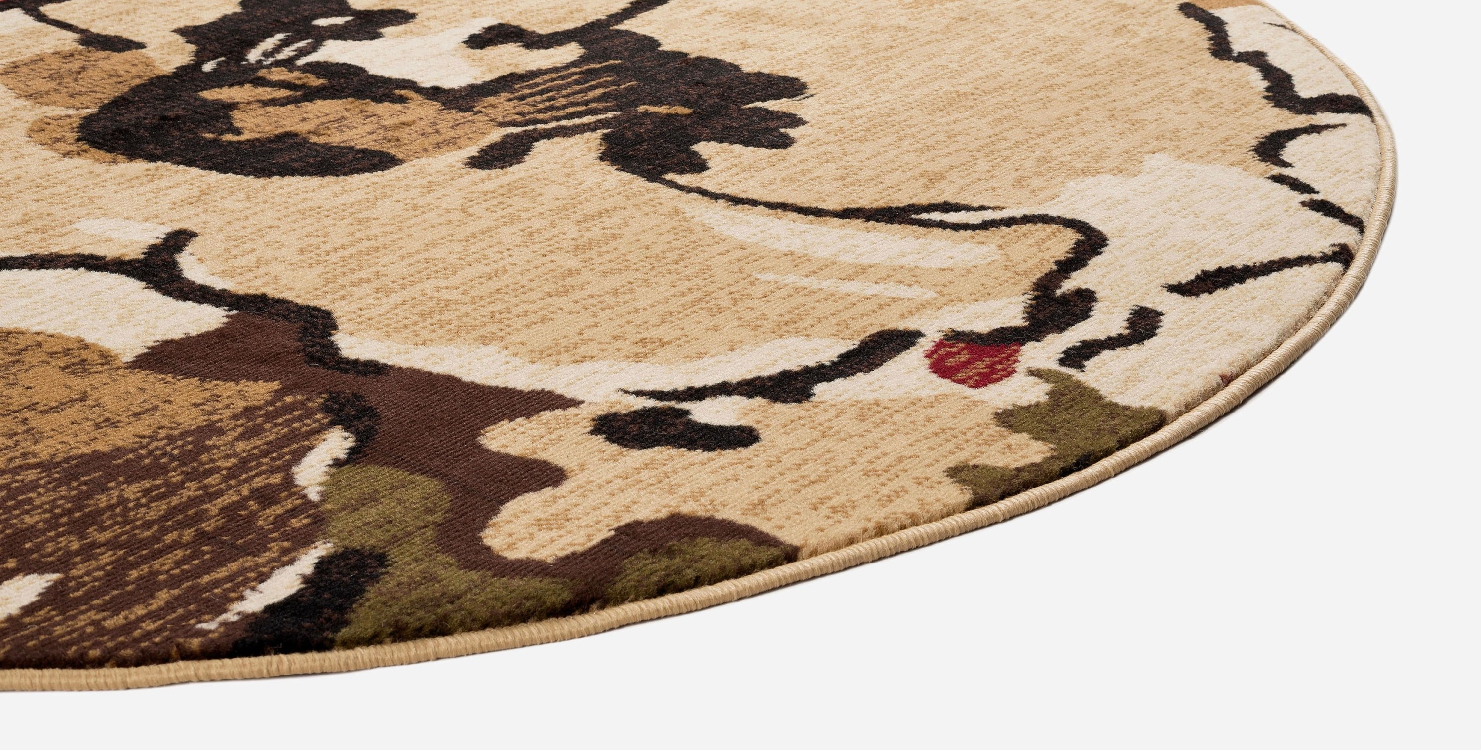 Contemporary Area Rug (7'10'' Round) Floral Beige, Brown Indoor Round Easy to Clean