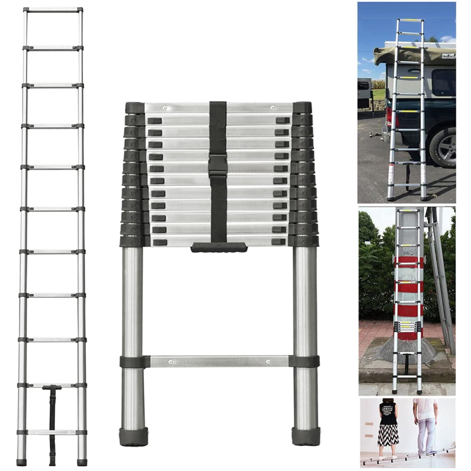 documentaire ontsmettingsmiddel einde Dayplus 3.2m/10.5ft telescopic ladder made of high-quality stainless steel,  11 steps, extension ladder, non-slip folding ladder, multi-purpose ladder -  Walmart.com