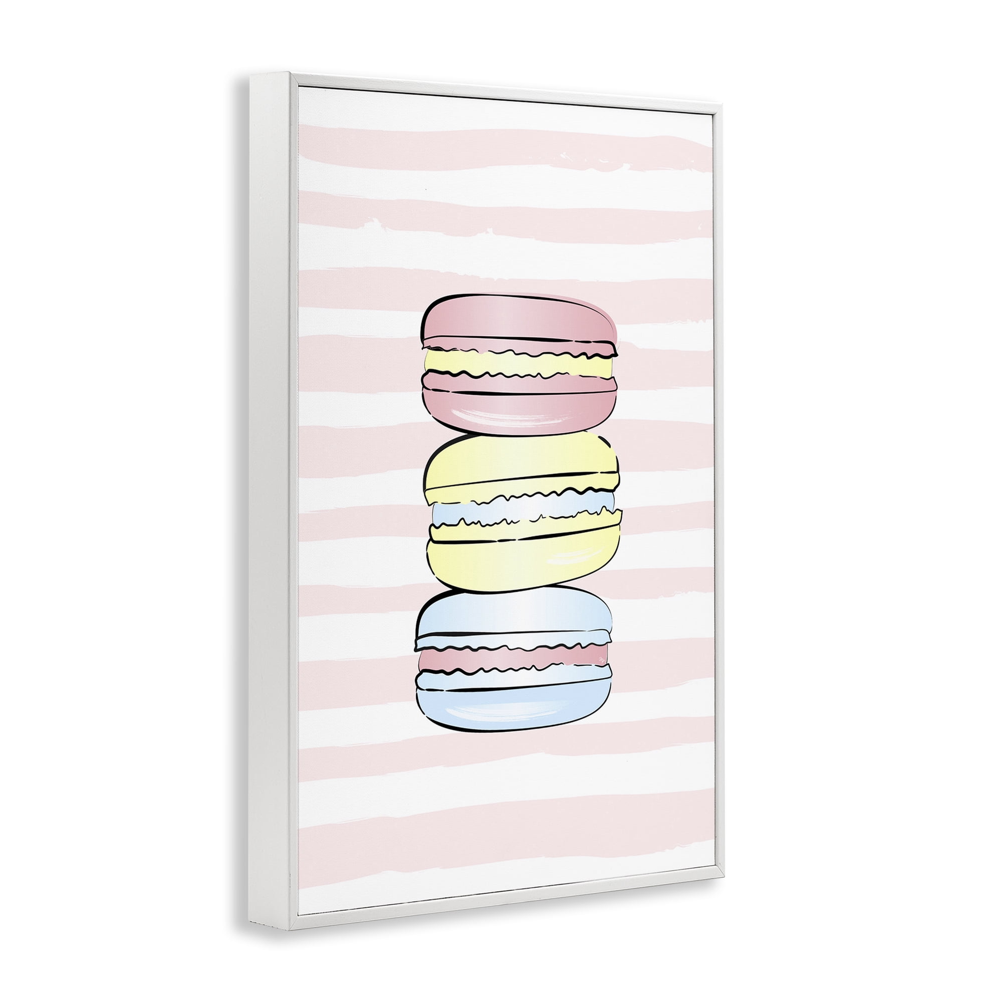 Stupell Industries Pink Stripes Macarons Food & Beverage Painting White Framed Art Print Wall Art, 16 x 24