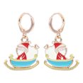 thumbnail image 4 of 1 Pair Christmas Santa Sleigh Ear Jewelries Alloy Silver Ear Rings, 4 of 9
