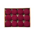 thumbnail image 1 of ELEVENTIME - 12 bolas navideñas de terciopelo flocadas, adornos navideños de plástico, adornos colgantes decorativos para árbol de Navidad (vino, 8 cm), liquidación, 1 of 8