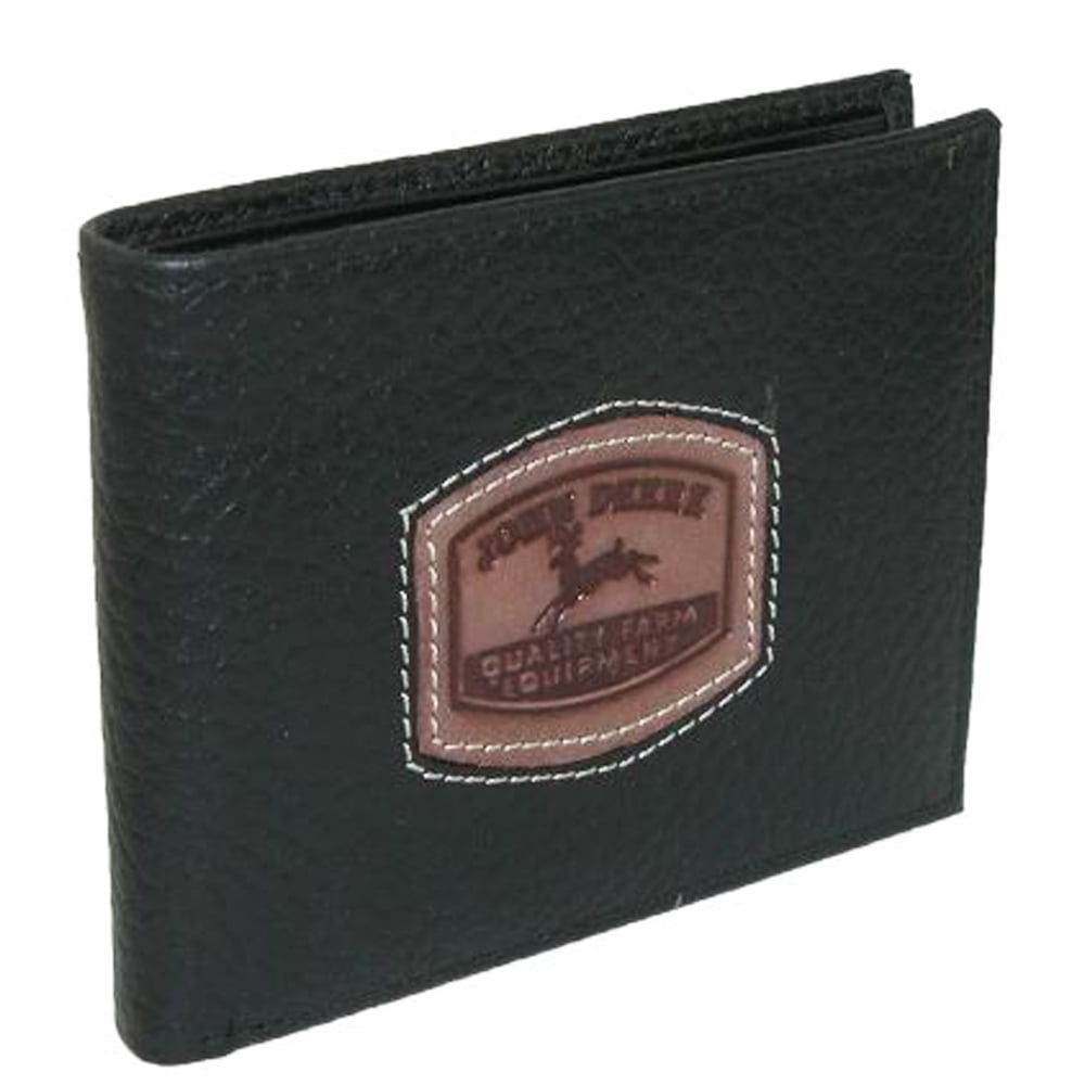 John Deere MENS PEBBLE GRAIN BI FOLD WALLET BROWN W/ RUBBER LOGO BROWN