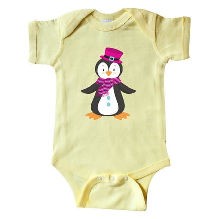 

Inktastic Cute Penguin Penguin With Top Hat And Scarf Gift Baby Boy or Baby Girl Bodysuit