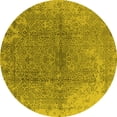 thumbnail image 1 of Ahgly Company Indoor Round Oriental Yellow Industrial Area Rugs, 4' Round, 1 of 4