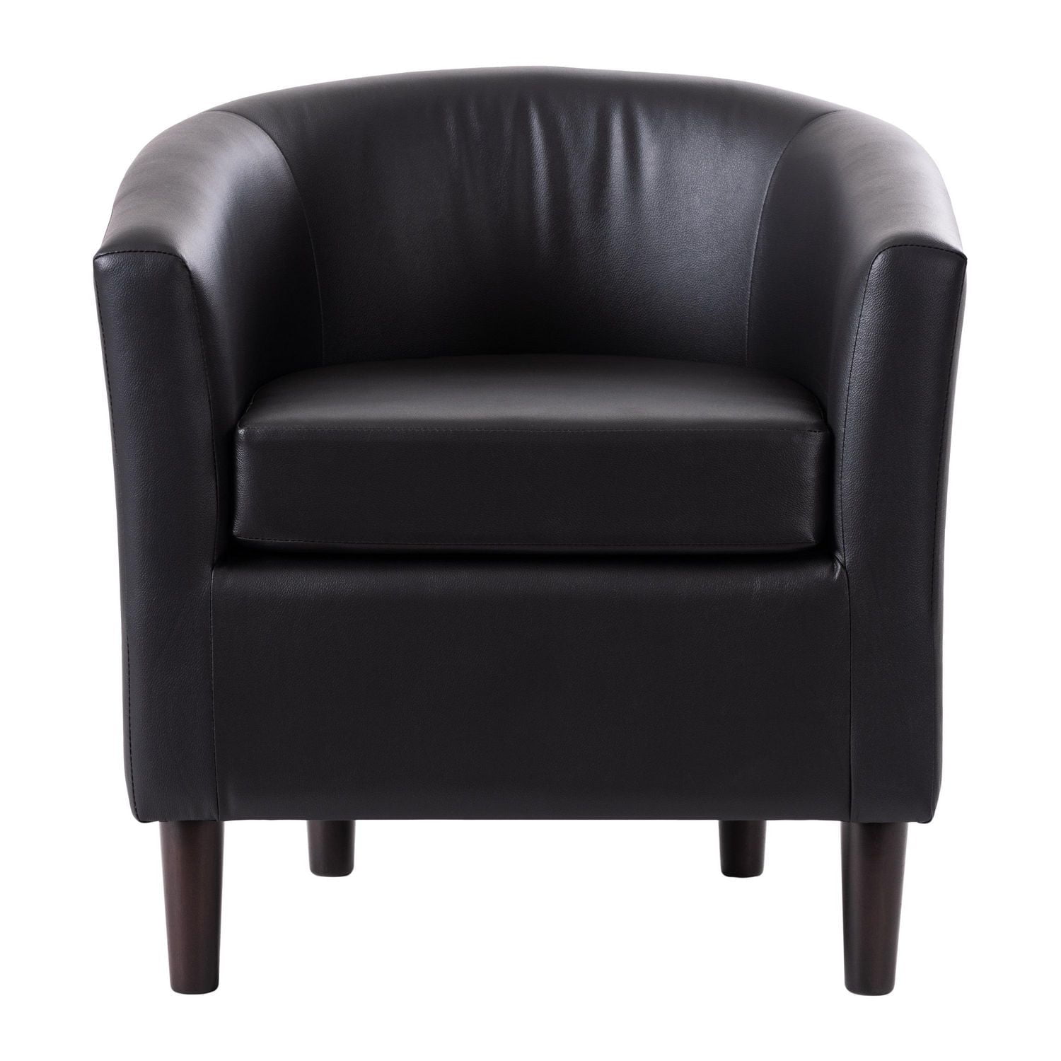 CorLiving Sasha Faux Leather Upholstered Indoor Barrel Accent Chair with Wood Frame