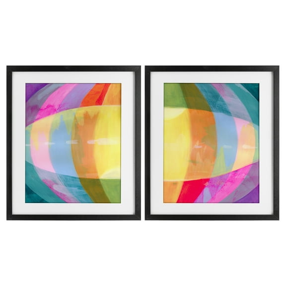 Stupell Industries Oblique Neon Flare 2 Piece Black Framed Print Under Glass Set design by Grace Popp, 16 x 13