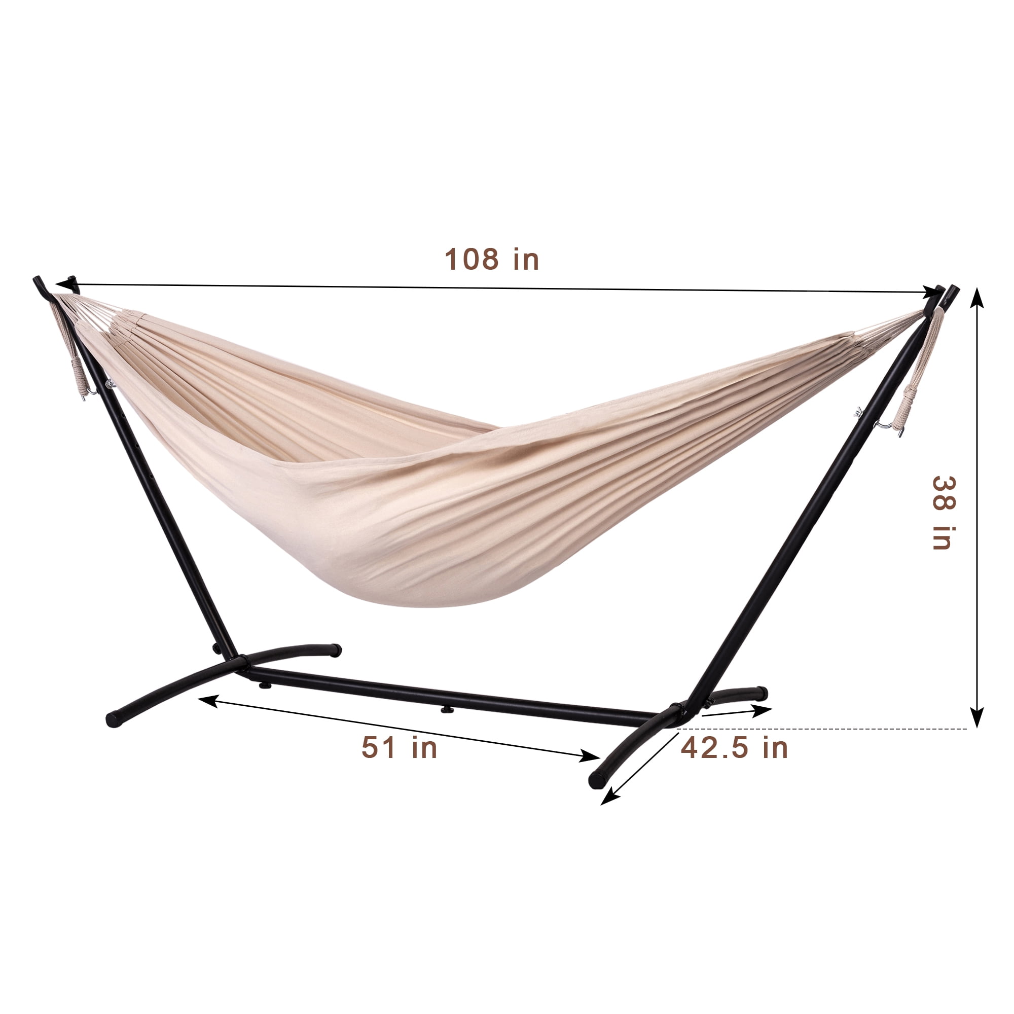 Prime Garden Double Cotton Hammock with Steel Stand,Beige