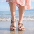 thumbnail image 2 of Rokment Womens Sparkly Rhinestones Flower Bow Beaded Orthopedic Sandals with Arch Support Comfortable Ortho Low Heels Slingback Dressy Flip Flops Beach Summer Casual Shoes Brown Size 9.5, 2 of 7