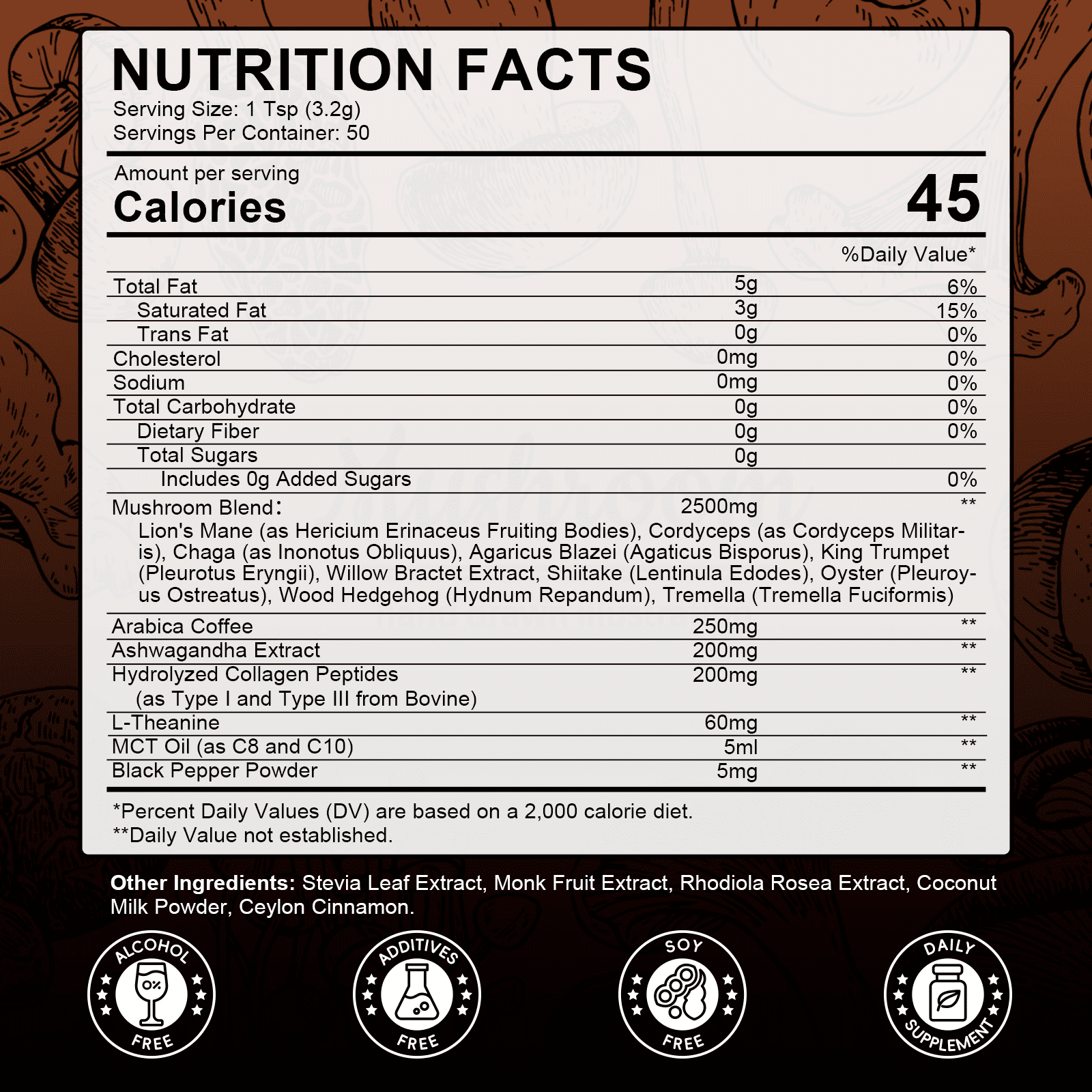 (2 Pack) Mushroom Coffee Powder 2750 mg, 10-in-1 Mushroom Complex Supplement 160g (5.64 oz), By Catfit