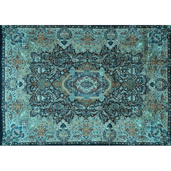 Ahgly Company Indoor Rectangle Persian Light Blue Traditional Area Rugs, 8' x 12'