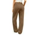 thumbnail image 7 of Women's Wide Leg Jogger Pants Fleece Lined Loose Fit Straight Leg Casual Track Pants with Pockets for Winter Sports Lounge Wear and Holiday Season,Light Brown,2XL, 7 of 7
