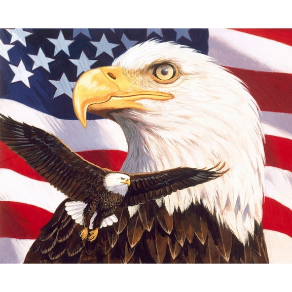 David Textiles American Patriotic Eagle Pride Red/Blue/Brown 35" Panel 100% Cotton Fabric by The Panel