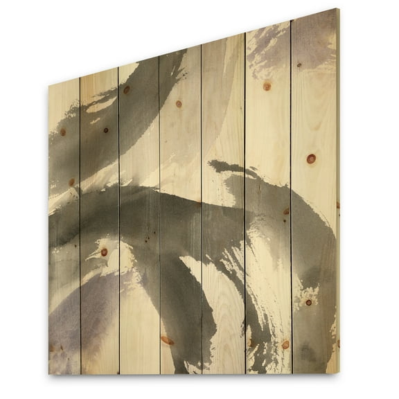 Designart 'minimal geometric Gesture III' Transitional Print on Natural Pine Wood