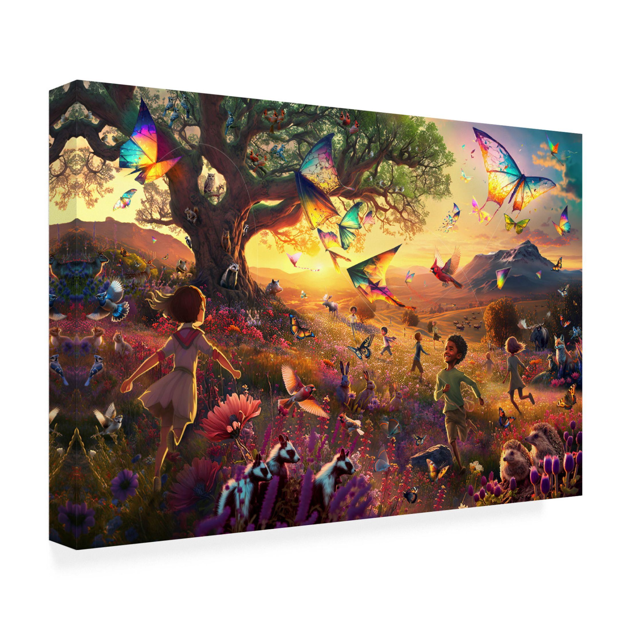 Canvas Wall Art - Ray Heere 'Kite Running 1' Wall Art for Living Room, Bedroom, or Office Décor by Trademark Fine Art - 24 x 16 Inches