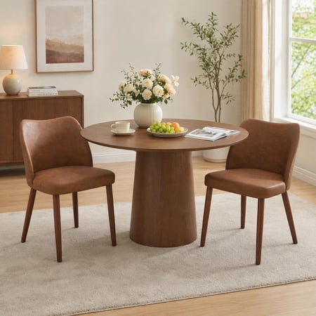 Modern Dining Chairs Set of 2 Comfortable Linen Upholstered Accent Chair with Ergonomic Backrest & Rubberwood Legs Comfy Kitchen Furniture for Living Room Apartments
