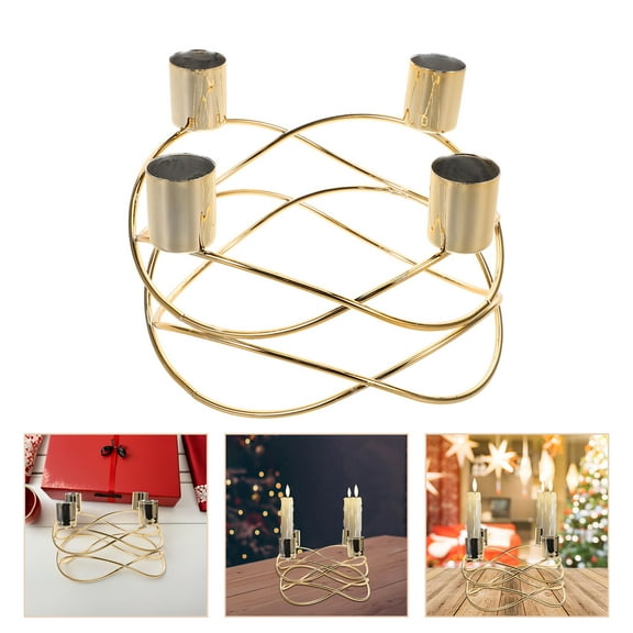 Raindrops Gold Metal Ring Candle Holder Christmas Advent Wreath Ring Iron Candlestick Taper Candle Holder For Tabletop Centerpiece Home Table Decorations
