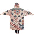 thumbnail image 2 of Oversized Wearable Blanket Hoodie,Multicolor Ethnic Patchwork Pattern Sherpa Blanket Hoodie with Super Pockets,Super Warm Fuzzy Pullover for Women & Men, 2 of 6