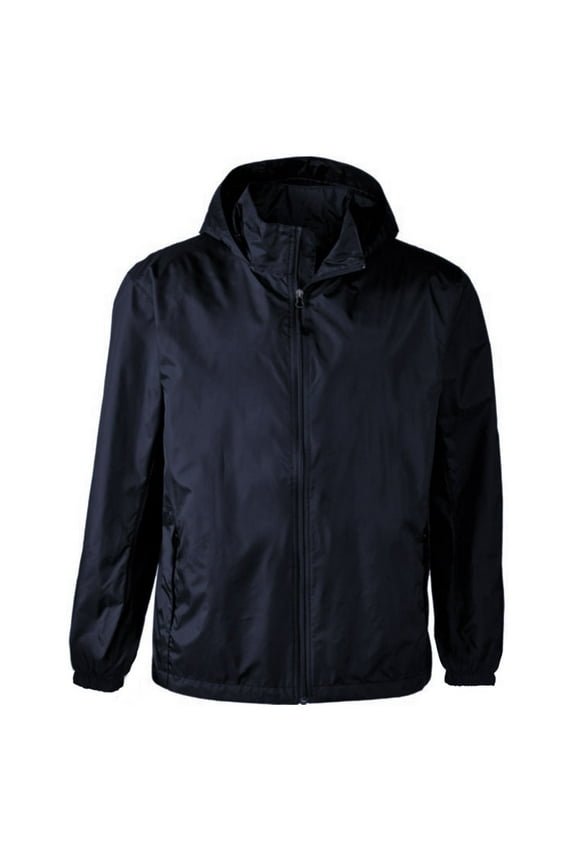 Men's Water Resistant Zip Up Hooded Lightweight Windbreaker Rain Jacket (Navy Blue,M) LAX