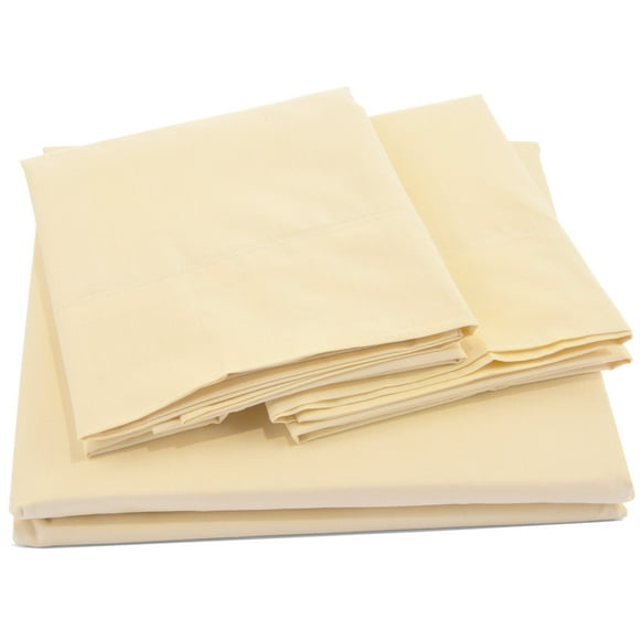 Pacific Linens | Bed Sheets Set Deep Pocket Comfort | Poly Cotton Blend | Wrinkle, Fade & Stain Resistant | 300 Thread Count | 4 Piece | Cal King Size | Ivory