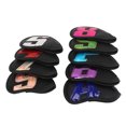 thumbnail image 4 of 9pcs Golf Club Head cover impermeable Pu digital Golf Club Head Protection fund, adecuado para el negro al aire libre, 4 of 10