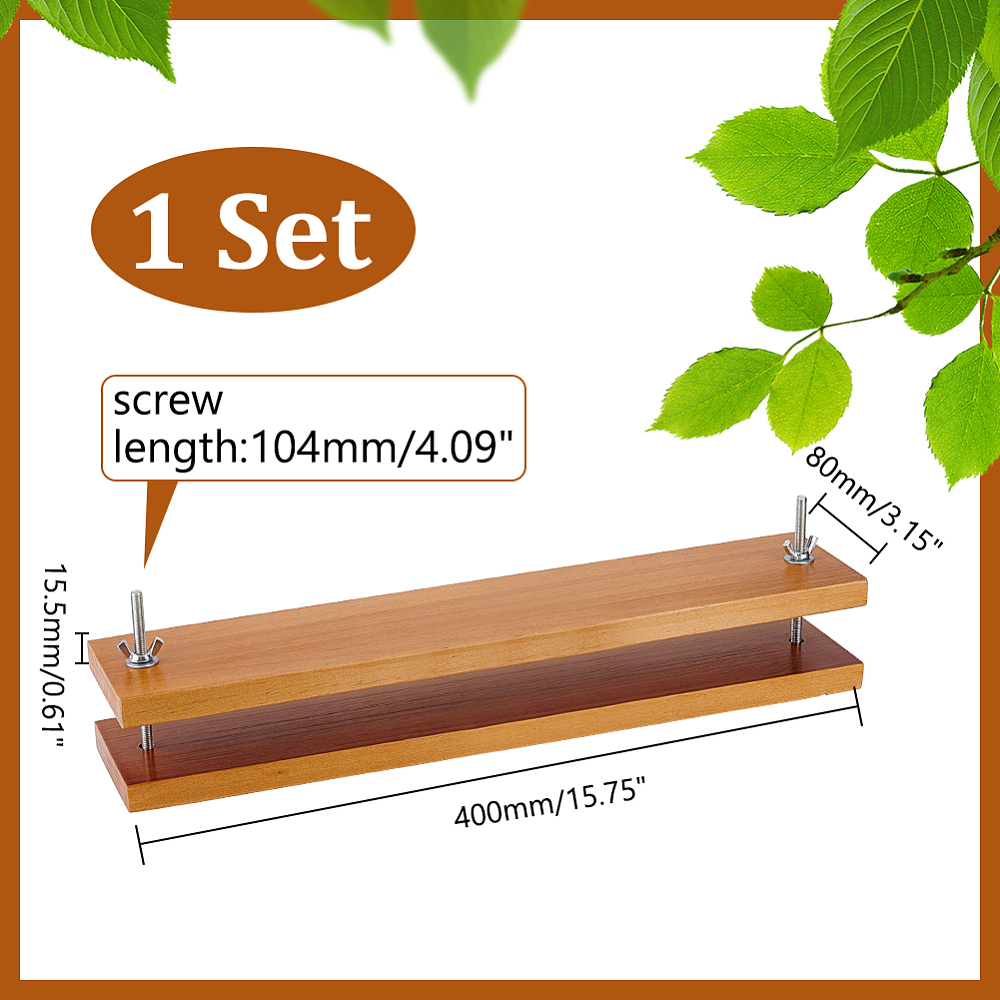 Rectangle Bookbinding Tool with Screw & Nut Wood Book Binding Machine Peru 80x400x15.5mm