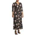 thumbnail image 4 of Monteau Women's Plus Size Woven Floral Dress with Bell Sleeves, 4 of 6