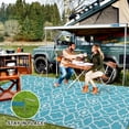thumbnail image 6 of CAROMIO 9' x 12' Blue & White Outdoor Rug Plastic Straw Rug Bohemia Carpet Waterproof PP Tube Woven Portable Mat for RV, Patio Decor, Porch, Balcony, Picnic, 6 of 7