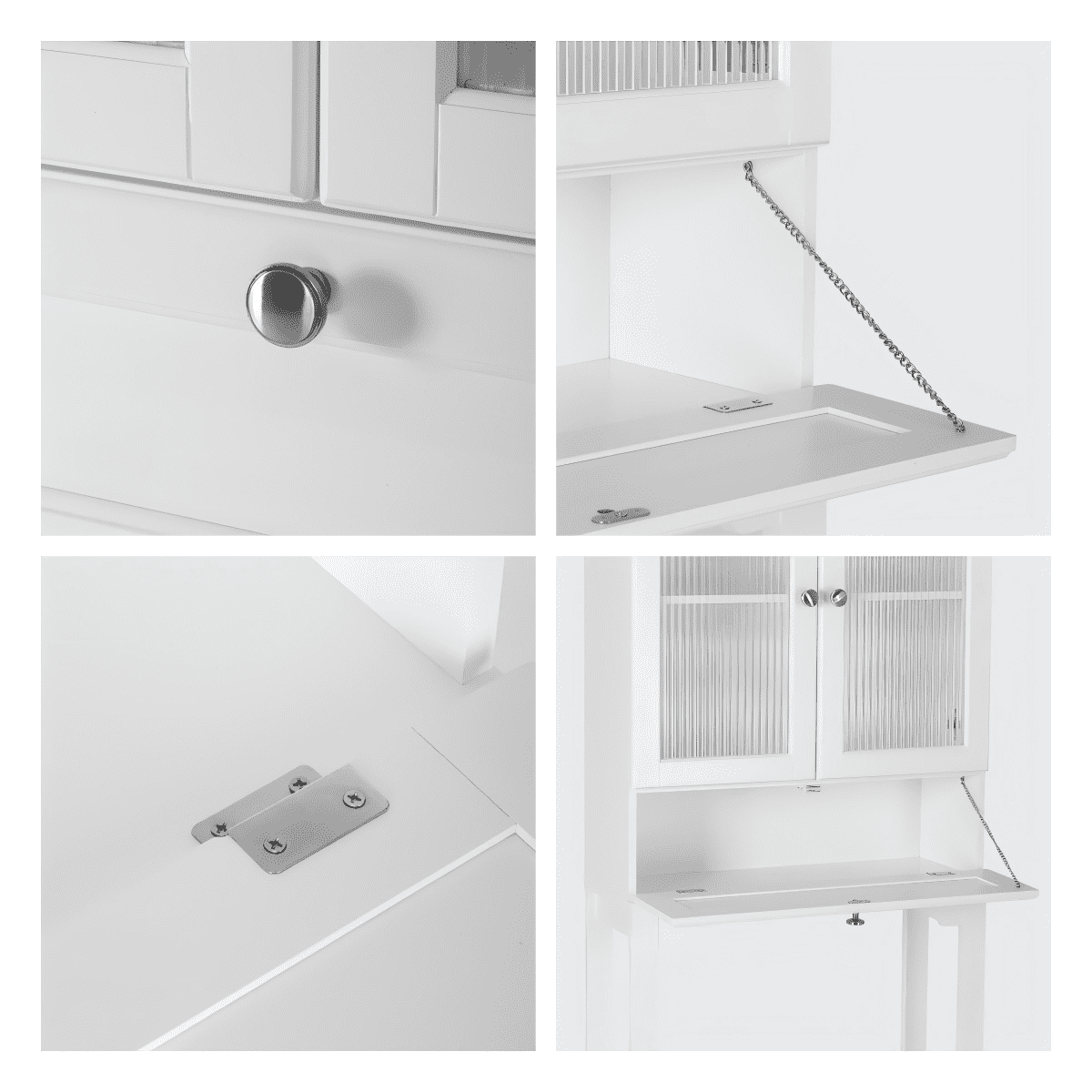 STAROUS Over-the-Toilet Storage Cabinet with Muro Glass Doors & Tilt-Out Cube, White