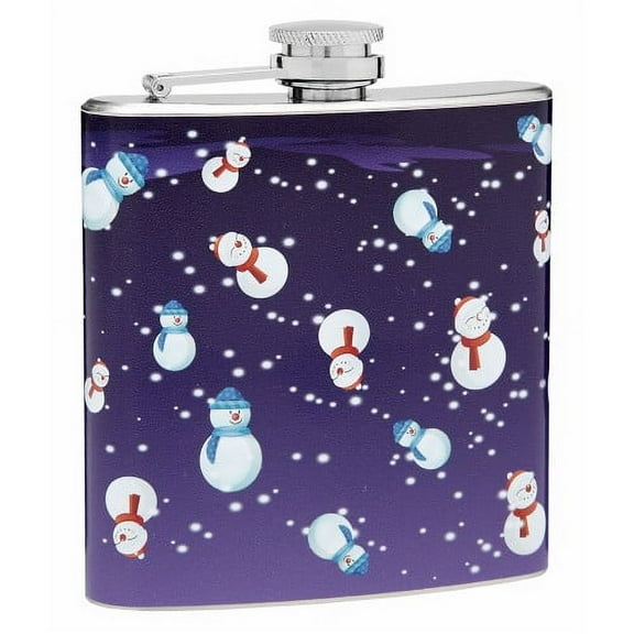 6oz Flask with Happy Snowmen