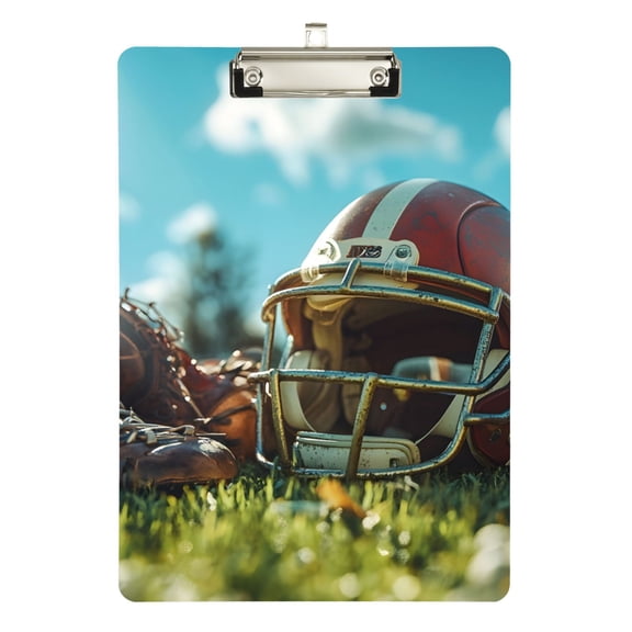 ALAZA Plastic Clipboard A4 Letter Size Decorative Clipboards for Students Women Men 9" x 12.5" Baseball Helmet on Grass