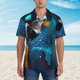 thumbnail image 2 of Balery Modern Style Blue Parrot Camisas hawaianas de manga corta para hombre, camisas playeras de corte holgado, camisas de vacaciones con botones,3X-Large, 2 of 7